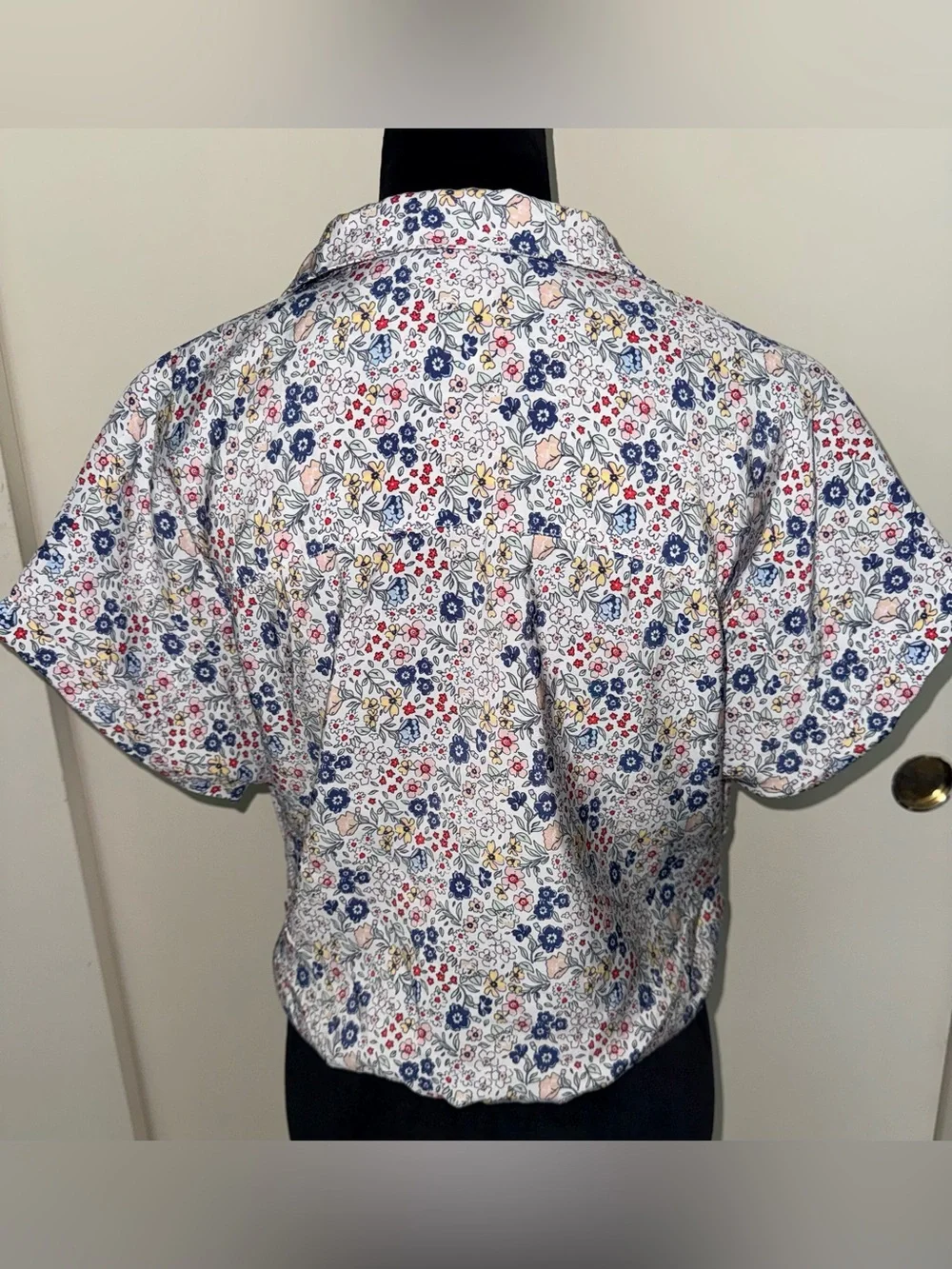 Levi’s Girls Blue/Red Floral Short Sleeve Button-Up Blouse - XL